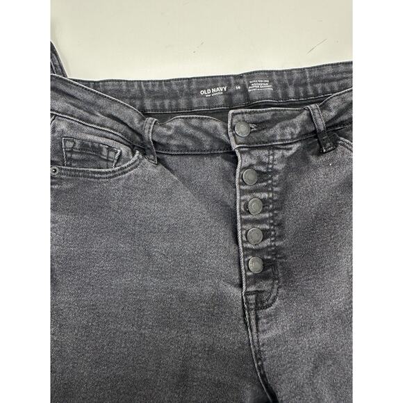 Old Navy Womens Jeans 14 Black Extra High Rise Rockstar Super Skinny Distressed - Picture 3 of 11